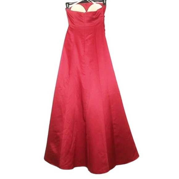 David Bridal Dress Gown Sz 4 Red Prom Wedding Bridesmaid Backless Strapless Pad - Picture 2 of 8